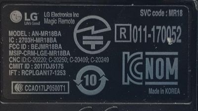 CONTROL REMOTO ORIGINAL NUEVO  MAGIC PARA TV LG 4K SMART / MICROFONO / COMANDO DE VOZ / NUMERO DE PARTE AN-MR18BA / 230318BA / BEJMR18BA / 2017DJ5175 / MODELO SK9500 / SK9000 / SK8070 / SK8000 / UK7700 /  - Imagen 3